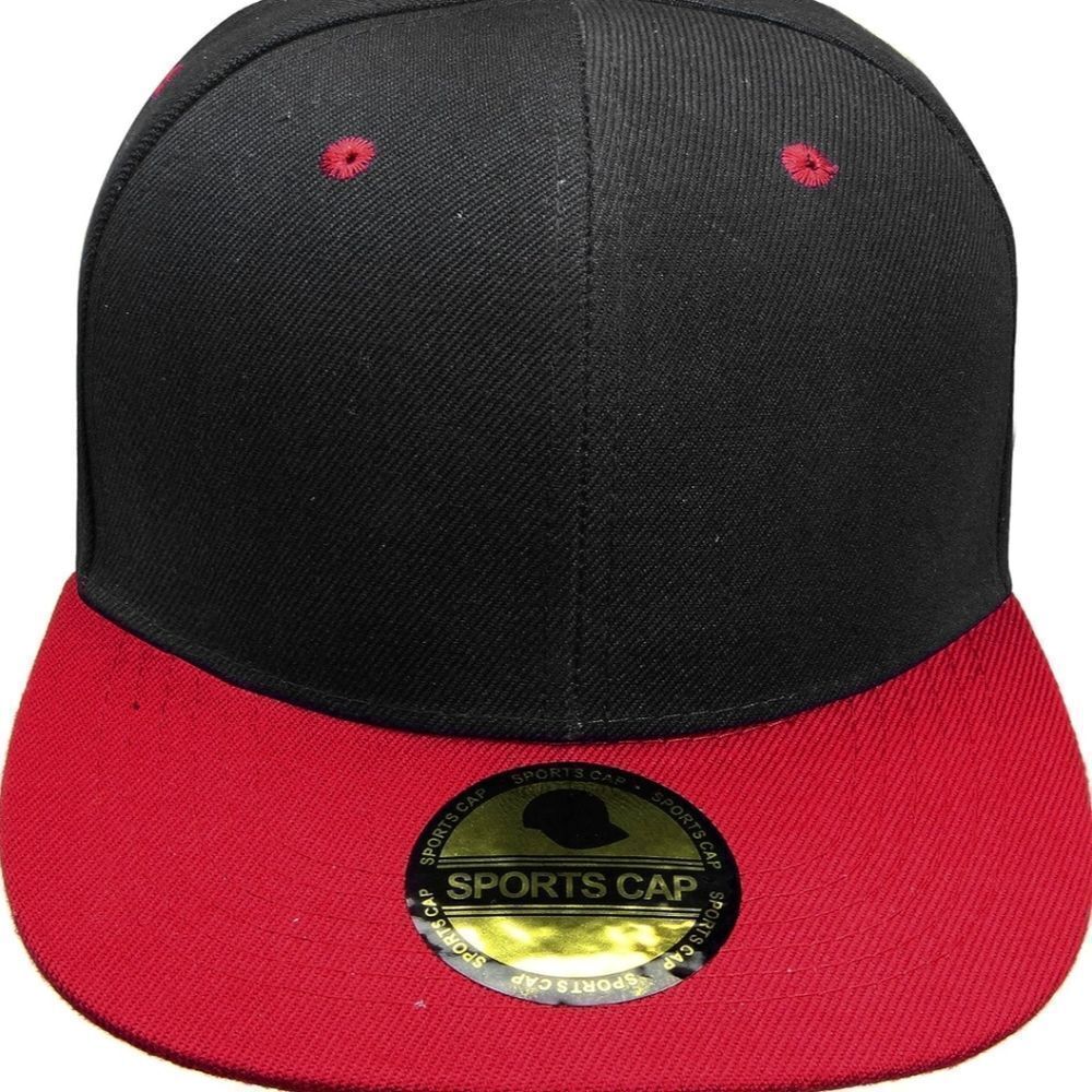 Navy and Red Plain Blank Flat Brim Adjustable Snapback Baseball Cap